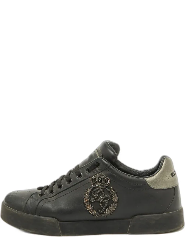 Leather Portofino Crown Patch Sneakers