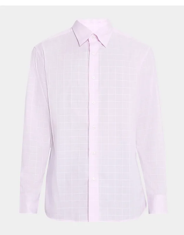 Cotton Windowpane Check Sport Shirt