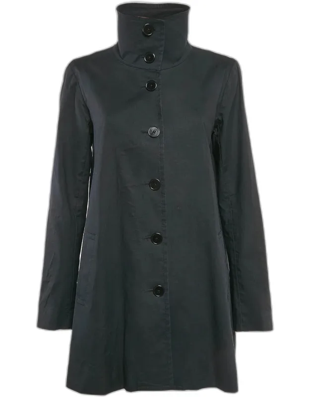 Cotton Single Breasted High Neck Coat