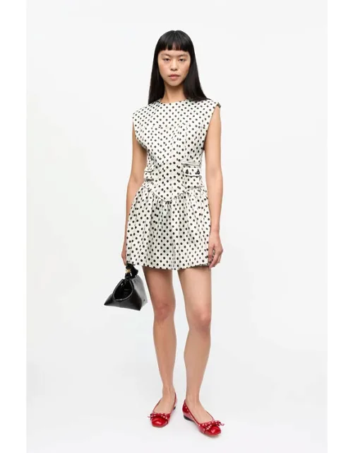 White Polka-dot Satin Corset Mini Dress