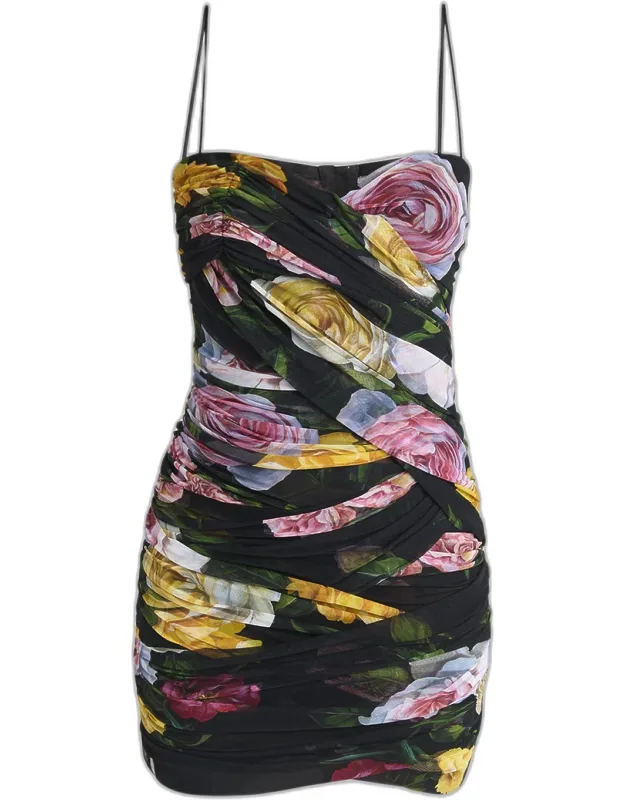 Peonie Rose Draped Tulle Mini Dress