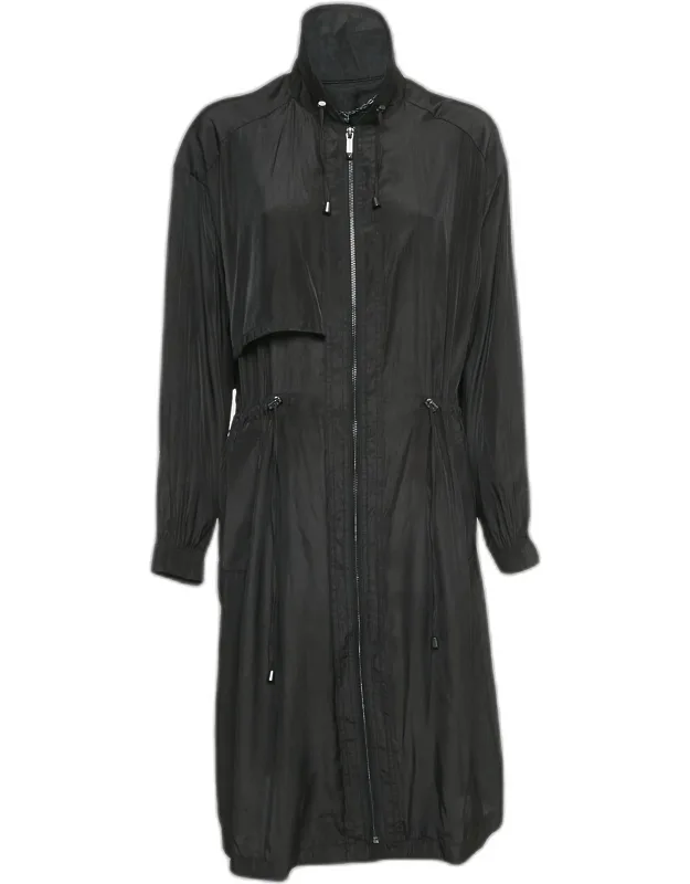Crepe Zip-up Midi Dress
