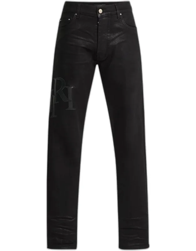 Staggered Logo Waxed Skinny Jeans
