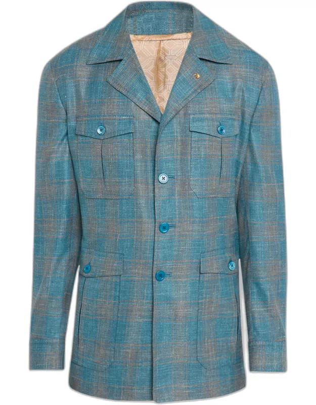 Plaid Four-pocket Field Jacket