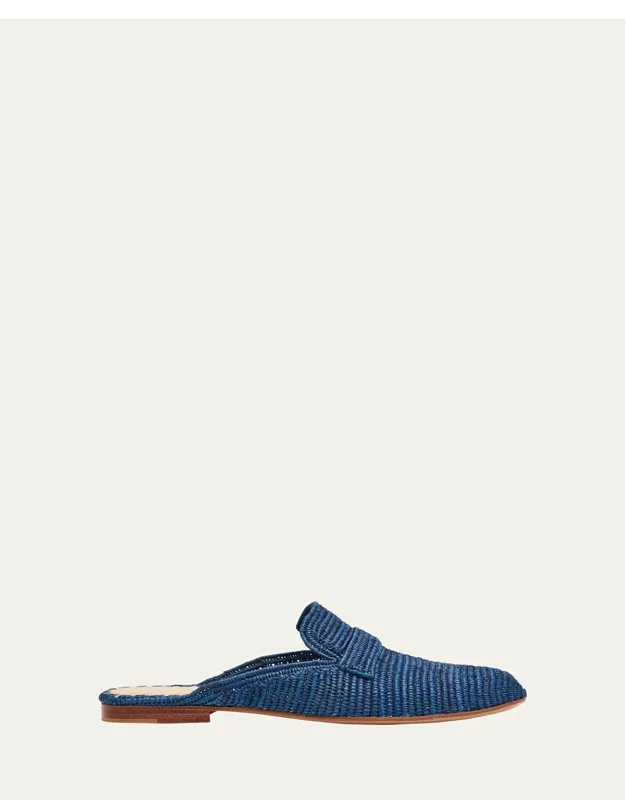 Woven Raffia Loafer Mules