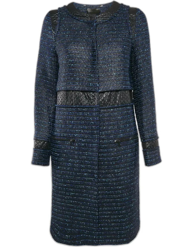 Tweed Button Front Long Coat