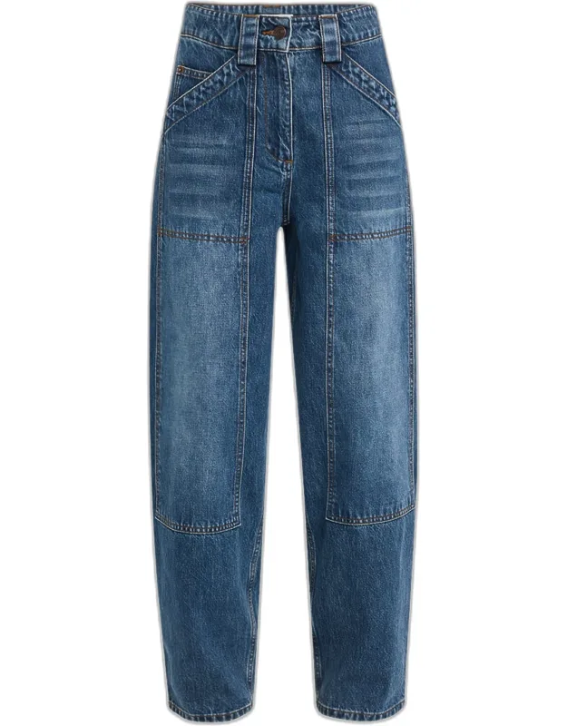 High-rise Barrel-leg Denim Pants