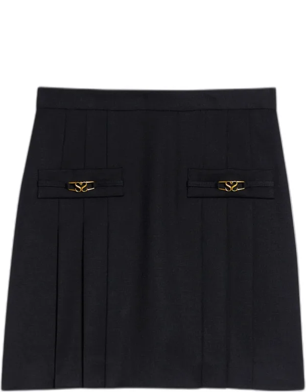 Stitched Pleat Mini Skirt