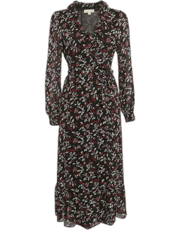 Floral Print Crepe Wrap Dress