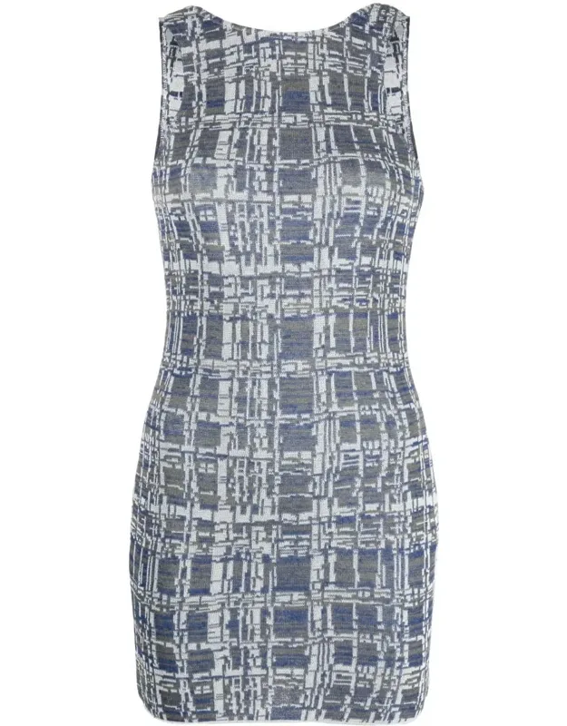 Jacquard Scoop Back Mini Dress