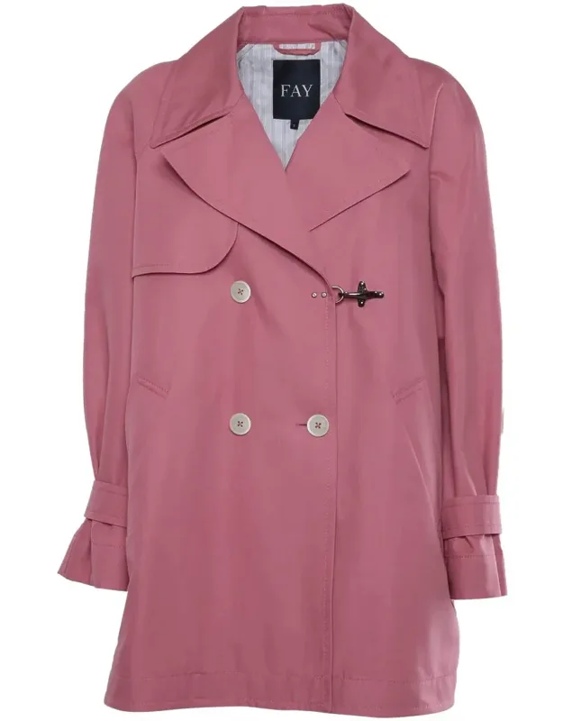 Coat With Lapel Collar And Silver Hook