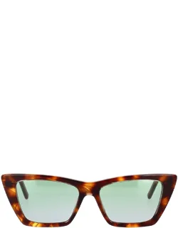 Saint Laurent Eyewear Sunglasses Havana Shaded Green Square Acetate