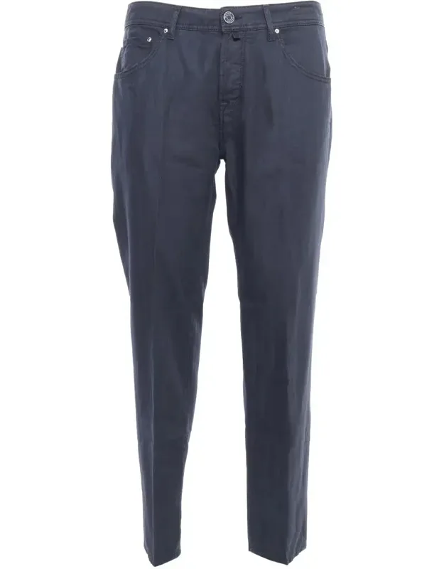 Trousers With Stretch Cotton And Linen Blend, 5 Pockets