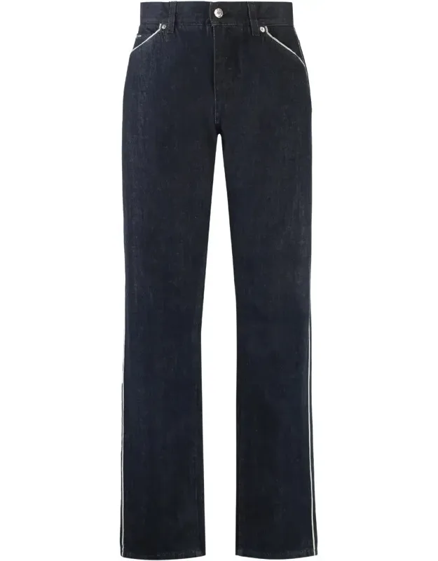 5-pocket Straight-leg Jeans With Metal Buttons And Rivets