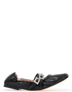Nappa Ballet Flats With Strass Buckle
