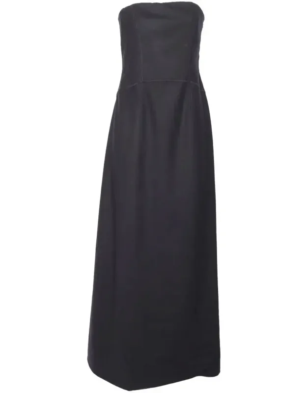 _long Dress, Stretch Virgin Wool, Bare Shoulders, Side Zip Fastening_