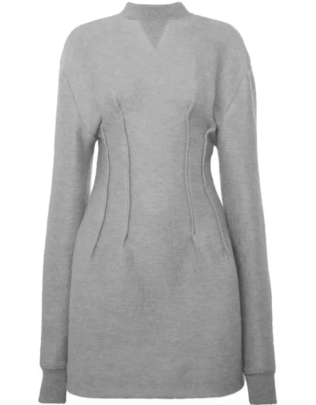 Textured Long-sleeve Hourglass Dress