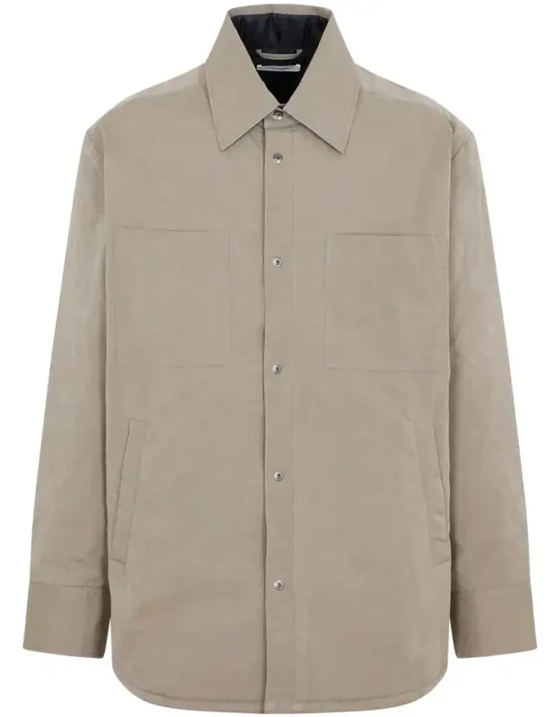 Padded Worker Shirt With Pointed Collar And Snap Button Fastening