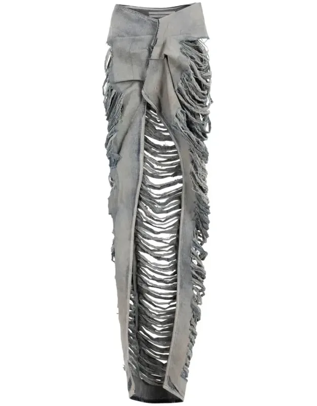 Skirt With Front Slit And Asymmetric Hem