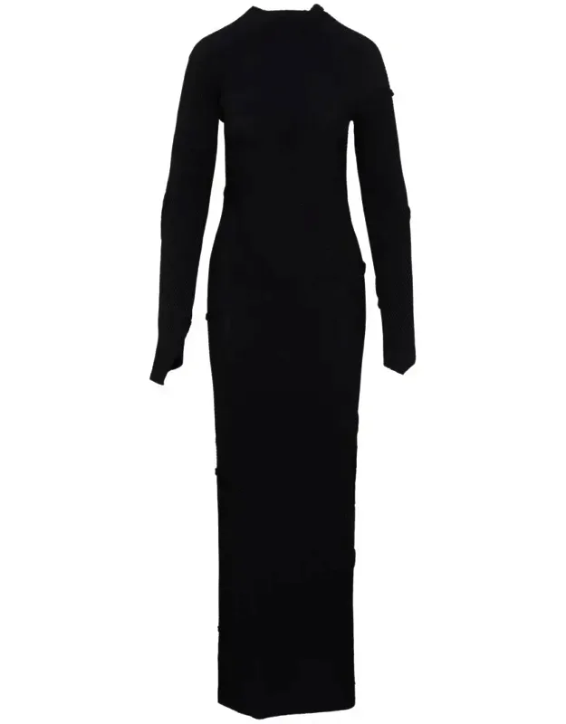 Dress With Ribbed Band And Irregular Cuffs