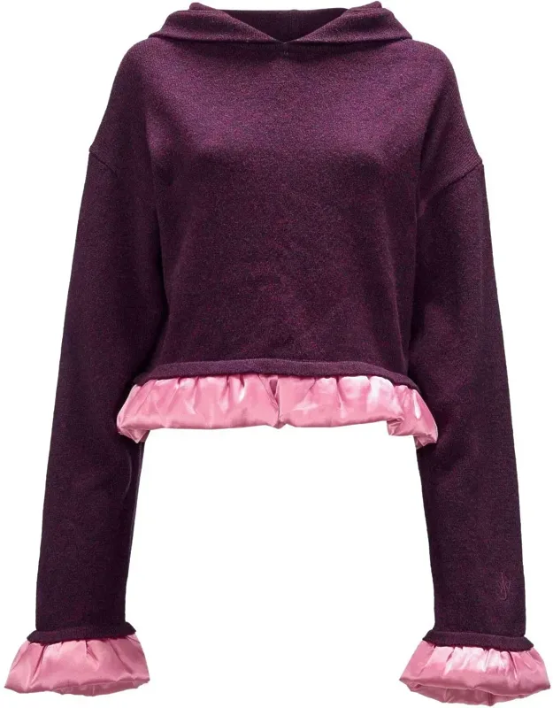 Satin-trimmed Cropped Hoodie