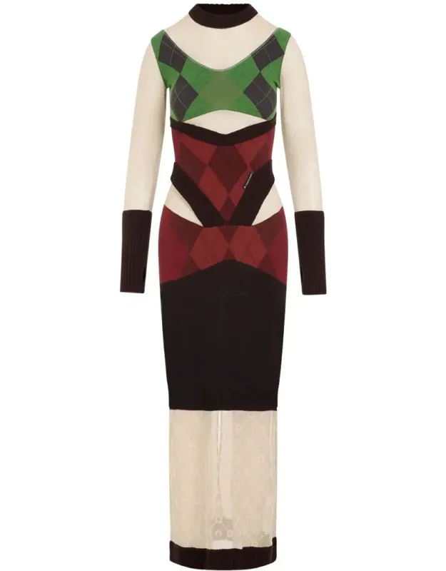 Dress With Round Neckline And Long Sleeves