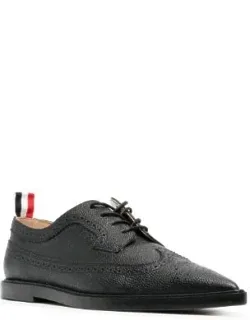 Thom Browne Flat Shoes With Pebbled Texture And Logo Pull-tab