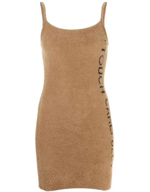 Slogan Detail Fuzzy Mini Dress