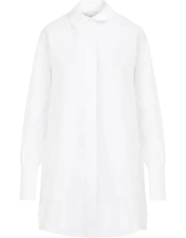 Dress With Pointed Collar And Long Sleeves