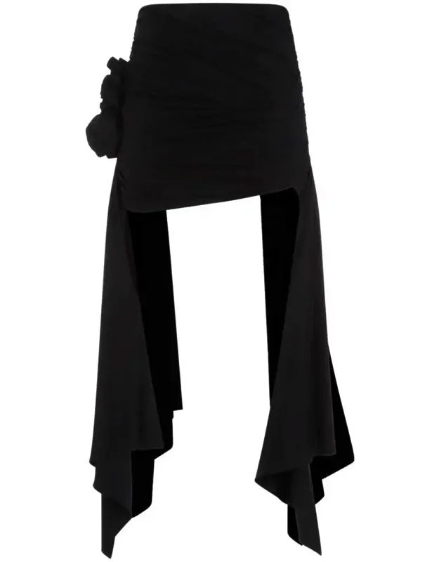 Skirt With Crimped Detail And Floral Side