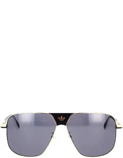 Sunglasses Gold Dark Gray Geometric Metal 60 Mm Lens Width, 12 Mm Bridge Length