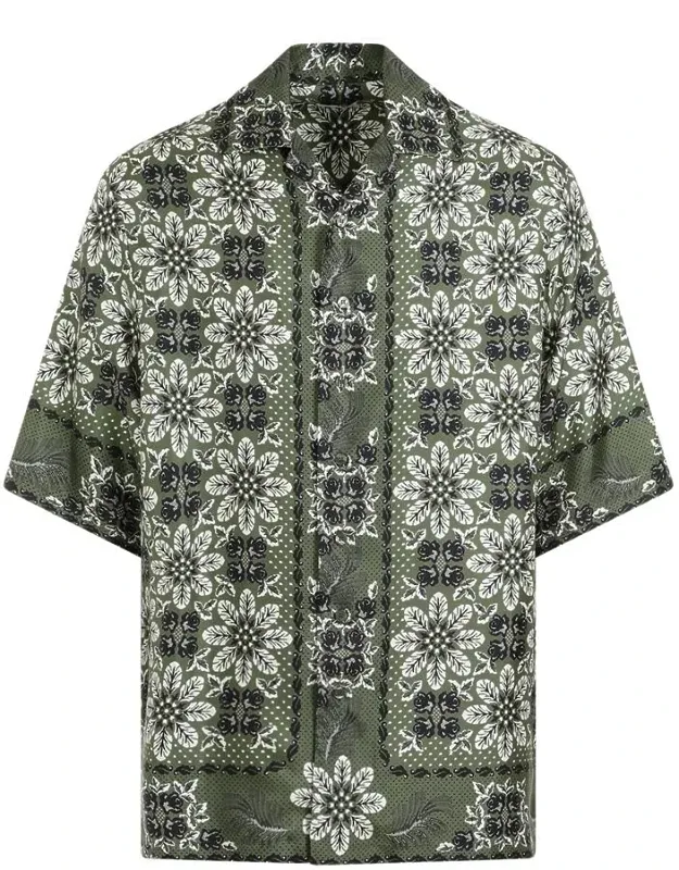 Shirt With Bowling Collar And Short Sleeves
