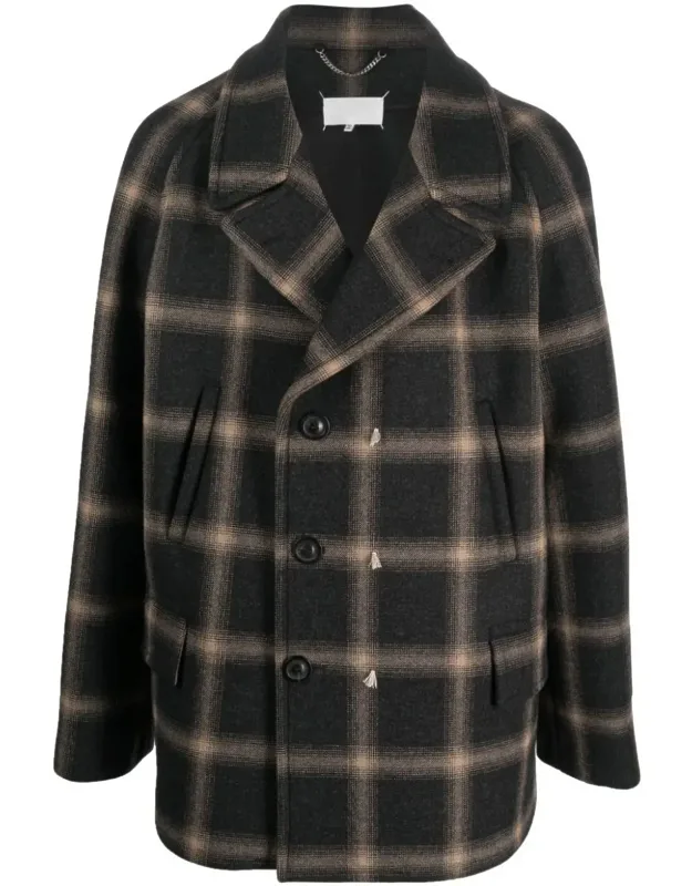 Check-pattern Wool Coat