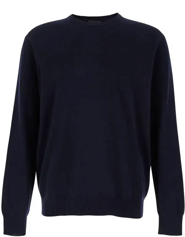 Blue Crewneck Long Sleeve Sweater In Cashmere With Relaxed Fit