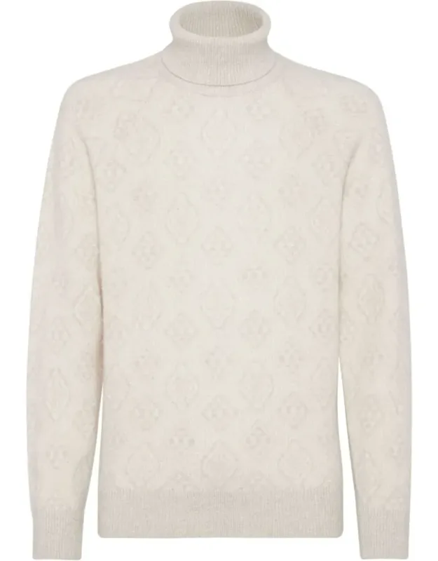 Alpaca Geometric Jacquard High Neck Sweater