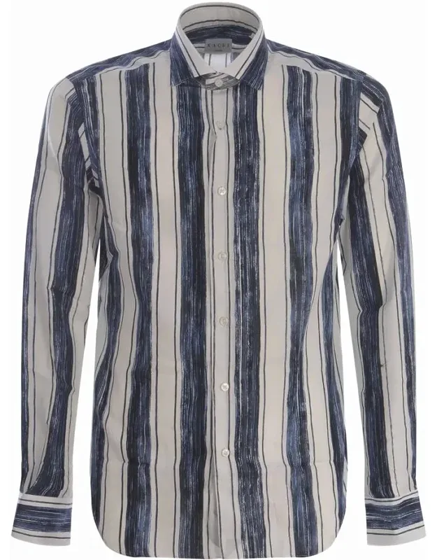Shirt With All-over Contrasting Striped Pattern And Tailored Fit