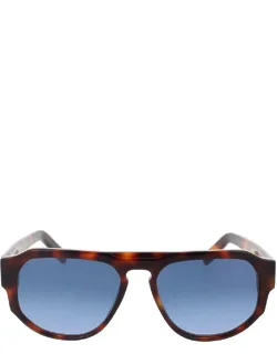Sunglasses Havana Blue Geometric Acetate