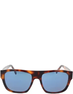 Sunglasses Havana Blue Square Acetate 56 Mm Lens Width, 20 Mm Bridge Length