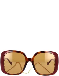 Sunglasses Bordeaux Brown Square Acetate 57 Mm Lens Width, 19 Mm Bridge Length