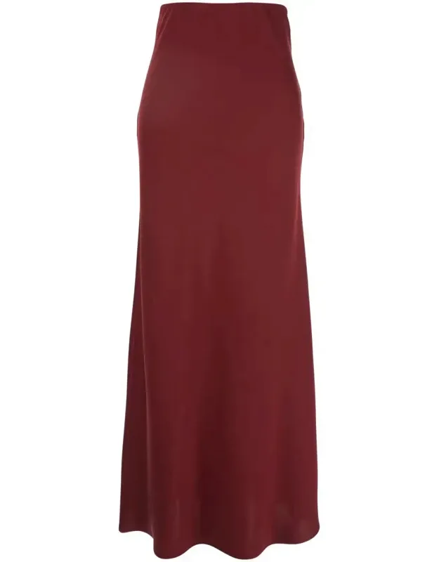 Long Skirt With Volant Detail In Satin