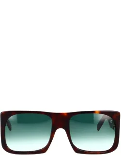 Sunglasses Havana Shaded Rectangle Acetate 57 Mm Lens Width, 18 Mm Bridge Length