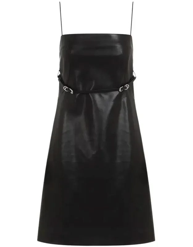 Dress In Grained Lamb Leather With Detachable Tonal Belt