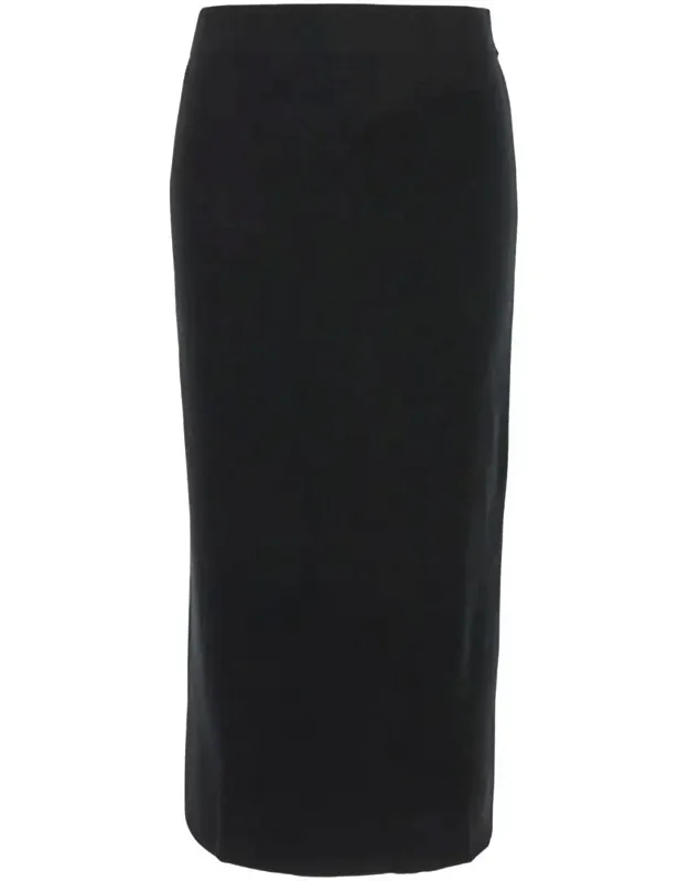 Skirt With High Elastic Waist And Straight Hem In Wool And Cashmere Stretch
