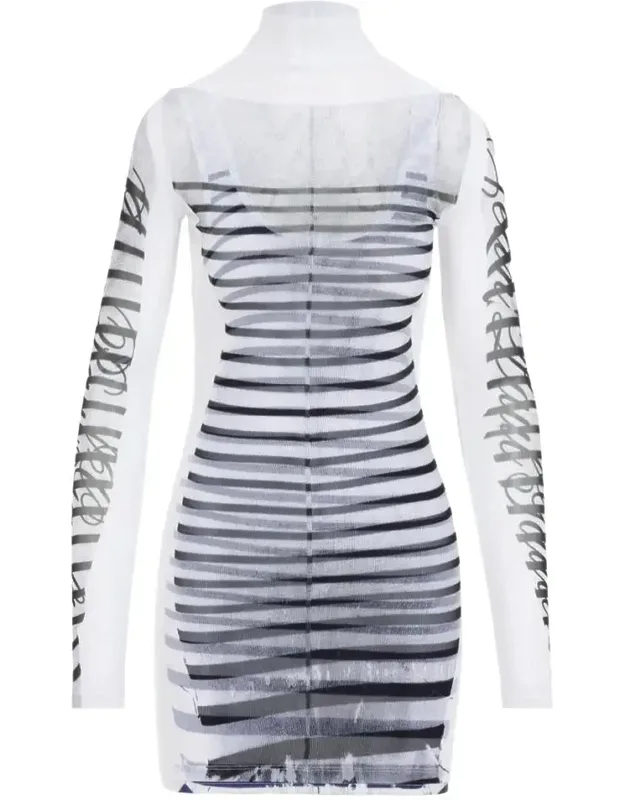 Dress With Boat Neck And Long Sleeves