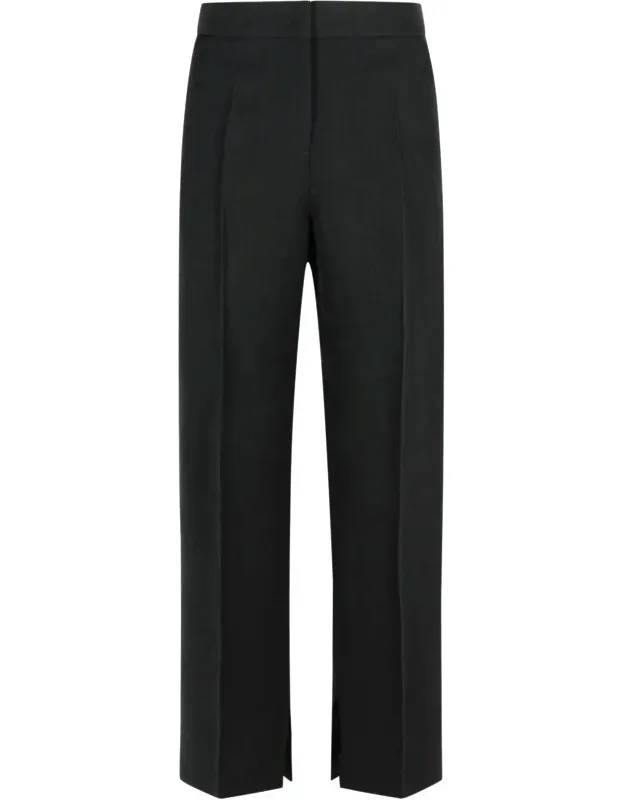 Viscose Blend Trouser With Pin Closure And Zipper