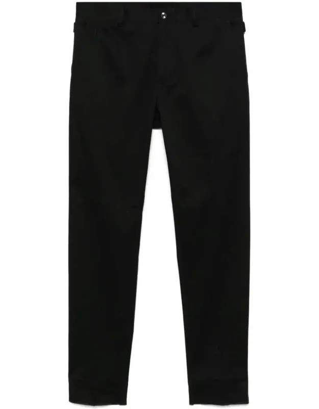 Logo-embroidered Tapered Leg Cotton Trousers