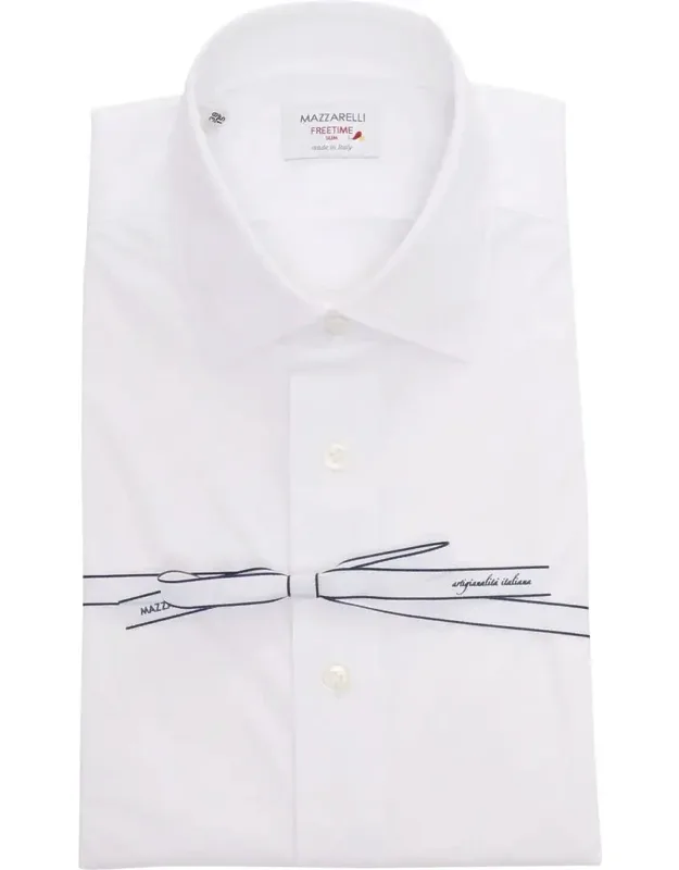 Shirt In Stretch Polyamide, Classic Collar, Front Buttons.