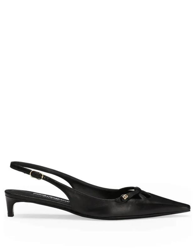 Slingback Shoes With 30 Mm Heel And Logo-embossed Leather Bottom