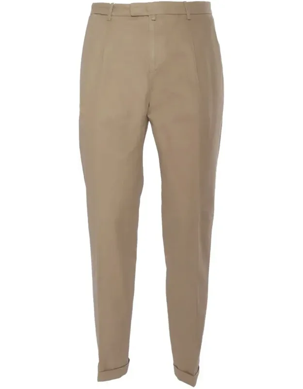 Pants With Stretch Cotton And Linen Blend And Lapels