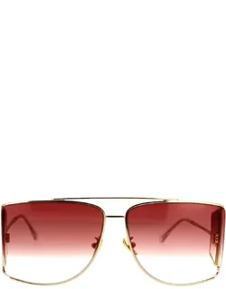 Retrosuperfuture Sunglasses Gold Red Shaded Geometric Metal
